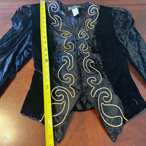 Vintage Barrie Stephens Black Velvet Womens Jacket W/Gold Embroidery Size 8 - Picture 8 of 10